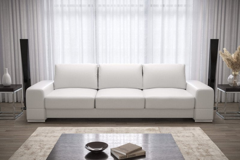 Ledersofa ZARA DL – 270 cm mit Schlaffunktion & DL-Ausklappsystem - Weiß