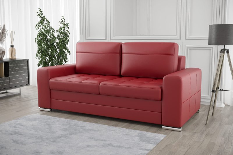 Ledersofa VERONA III Leder Couch mit Schlaffunktion 190 cm - Rot