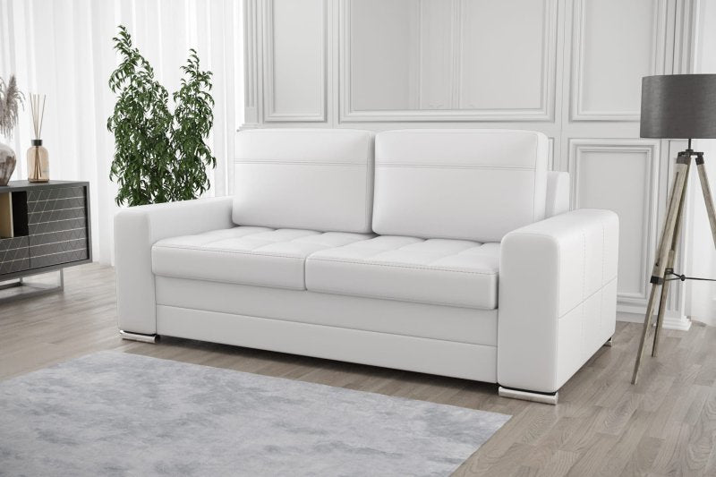 Ledersofa VERONA III Leder Couch mit Schlaffunktion 190 cm - Weiß