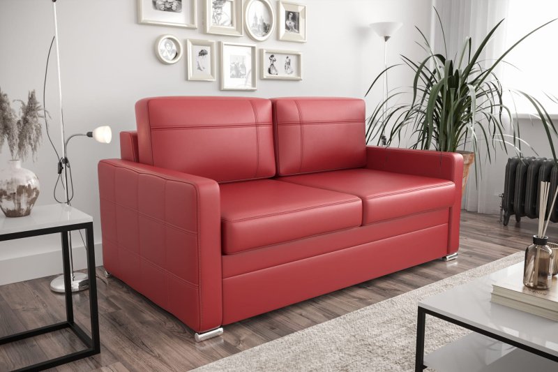 Ledersofa AVANTI II Leder Couch mit Schlaffunktion 147 cm - Rot