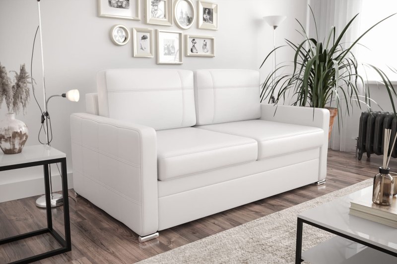 Ledersofa AVANTI II Leder Couch mit Schlaffunktion 147 cm - Weiß