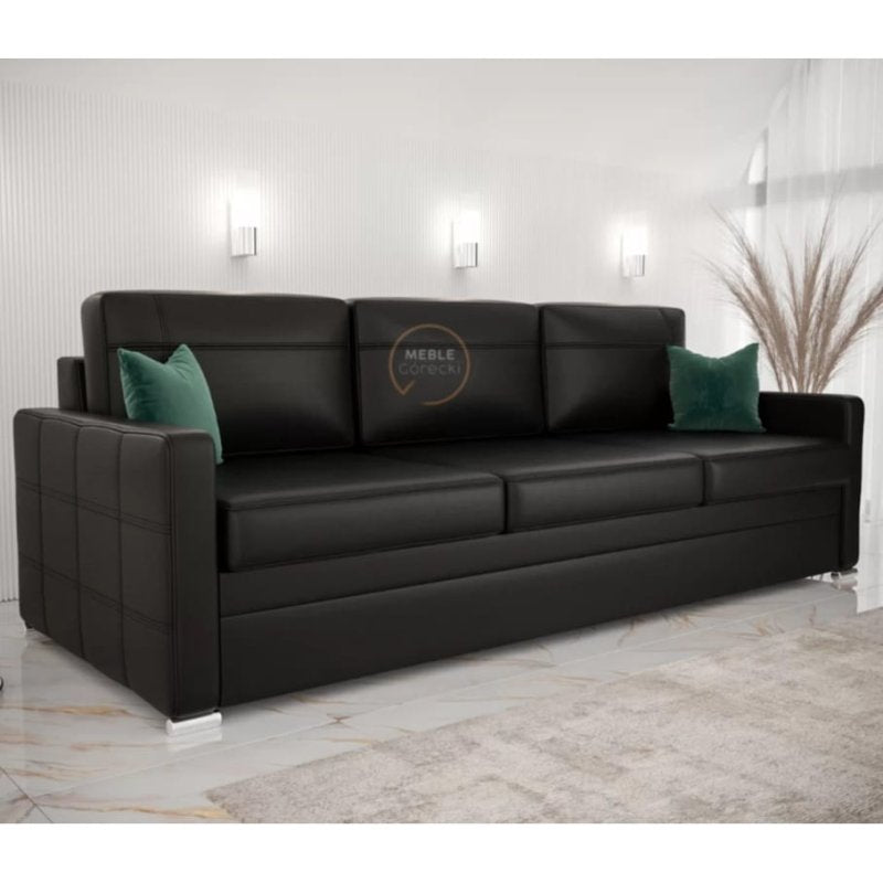 Ledersofa AVANTI DL Leder Couch mit Schlaffunktion 230 cm - Schwarz