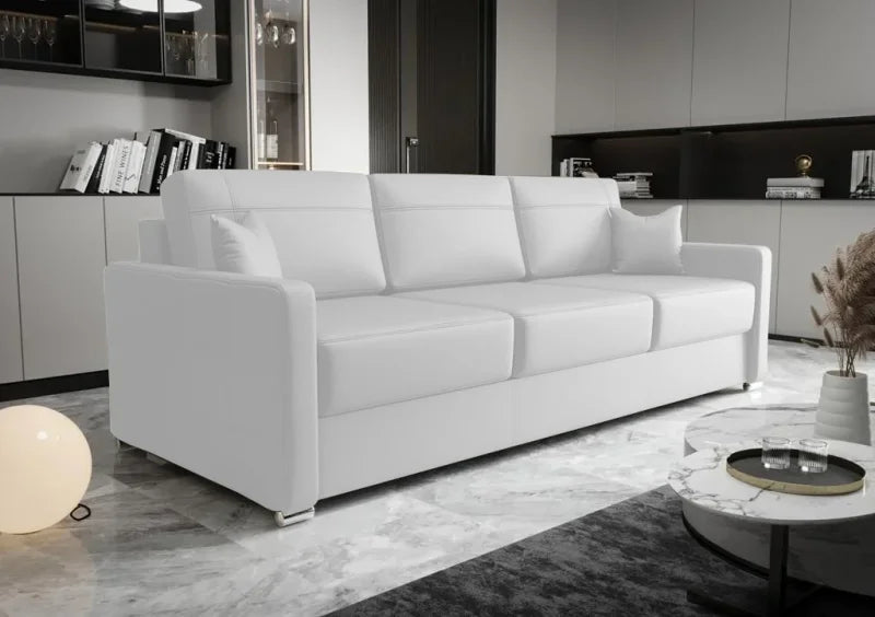 Ledersofa AVANTI DL Leder Couch mit Schlaffunktion 230 cm - Weiß