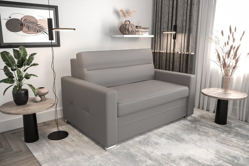 Ledersofa ARTE I Leder Couch mit Schlaffunktion 140 cm - Hellgrau