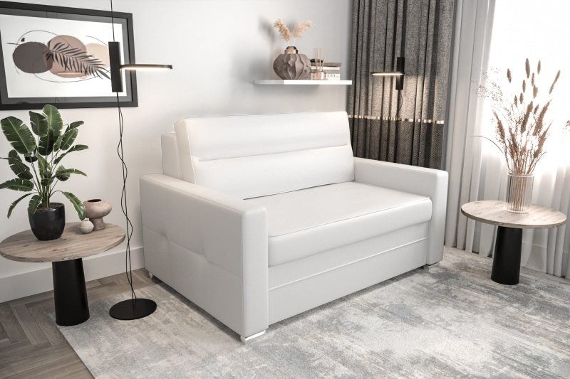 Ledersofa ARTE I Leder Couch mit Schlaffunktion 140 cm - Weiß