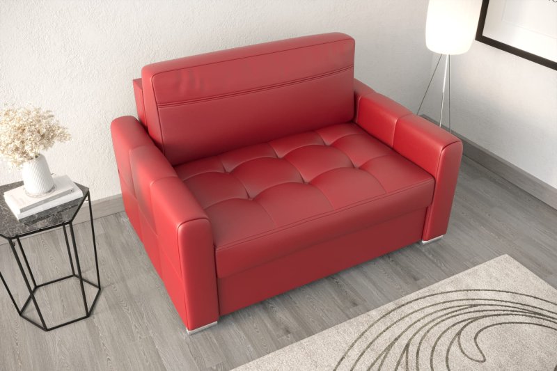 Ledersofa VERONA I Leder Couch mit Schlaffunktion 140 cm - Rot