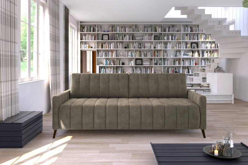Sofa MOLLY mit Schlaffunktion und Bettkasten Couch Wohnlandschaft beige