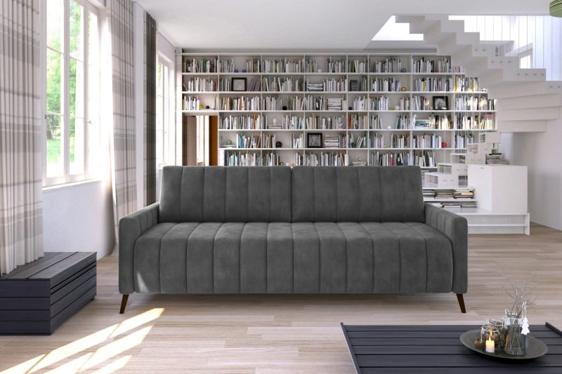 Sofa MOLLY mit Schlaffunktion und Bettkasten Couch Wohnlandschaft grau