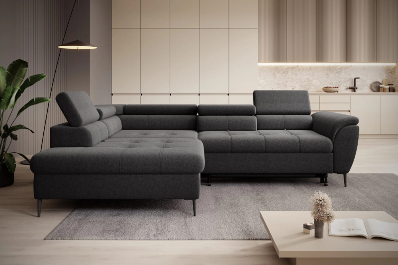 Ecksofa TEMPO mit Relaxfunktion Sitztiefenverstellung Schlafsofa mit Bettkasten