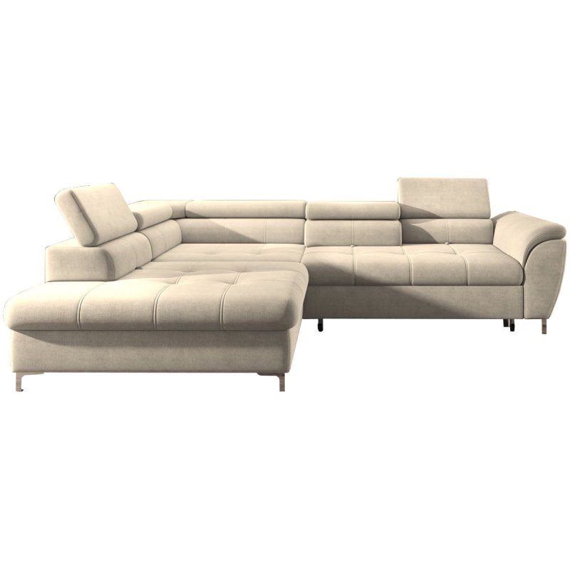 Ecksofa TEMPO mit Relaxfunktion Sitztiefenverstellung Schlafsofa mit Bettkasten - Creme