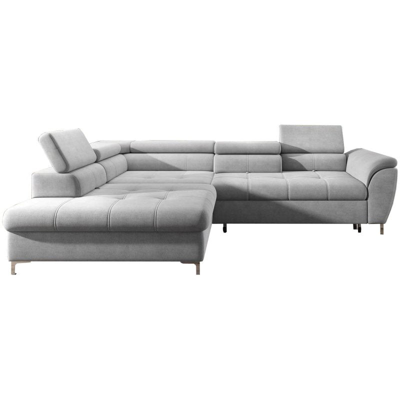 Ecksofa TEMPO mit Relaxfunktion Sitztiefenverstellung Schlafsofa mit Bettkasten - Hellgrau