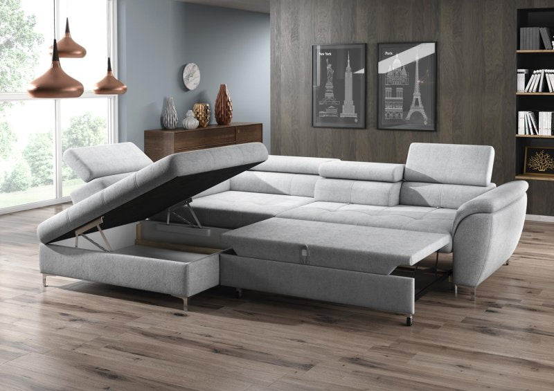 Ecksofa TEMPO mit Relaxfunktion Sitztiefenverstellung Schlafsofa mit Bettkasten