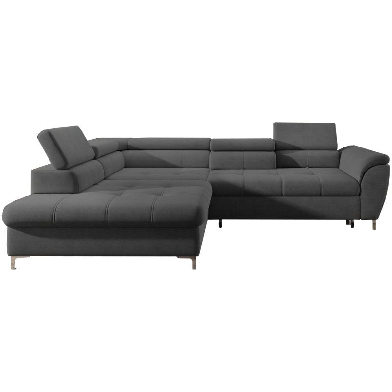 Ecksofa TEMPO – Relaxfunktion, verstellbare Sitztiefe & Schlafsofa mit Bettkasten - Dunkelgrau