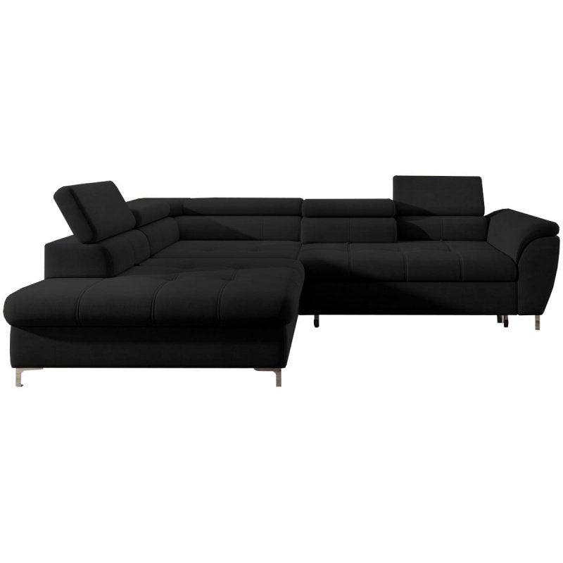 Ecksofa TEMPO – Relaxfunktion, verstellbare Sitztiefe & Schlafsofa mit Bettkasten - Schwarz