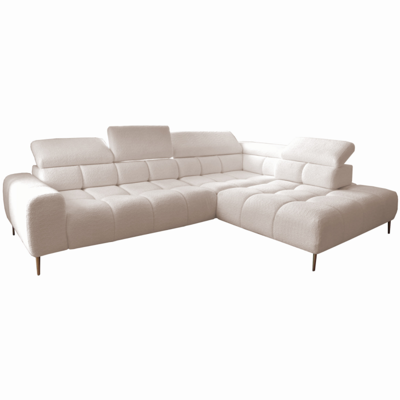 Ecksofa PLAZA L mit elektrischer Sitztiefenverstellung, verstellbaren Kopfstützen & Rückenlehnen – Bouclé Anthology 02 - Beige