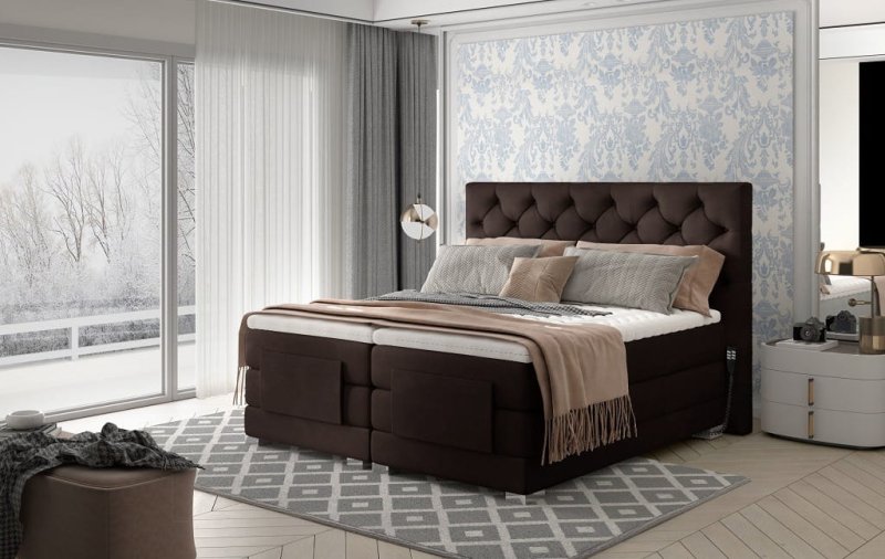 Boxspringbett COLEEN Hotelbett elektrisch kontinentales Bett braun