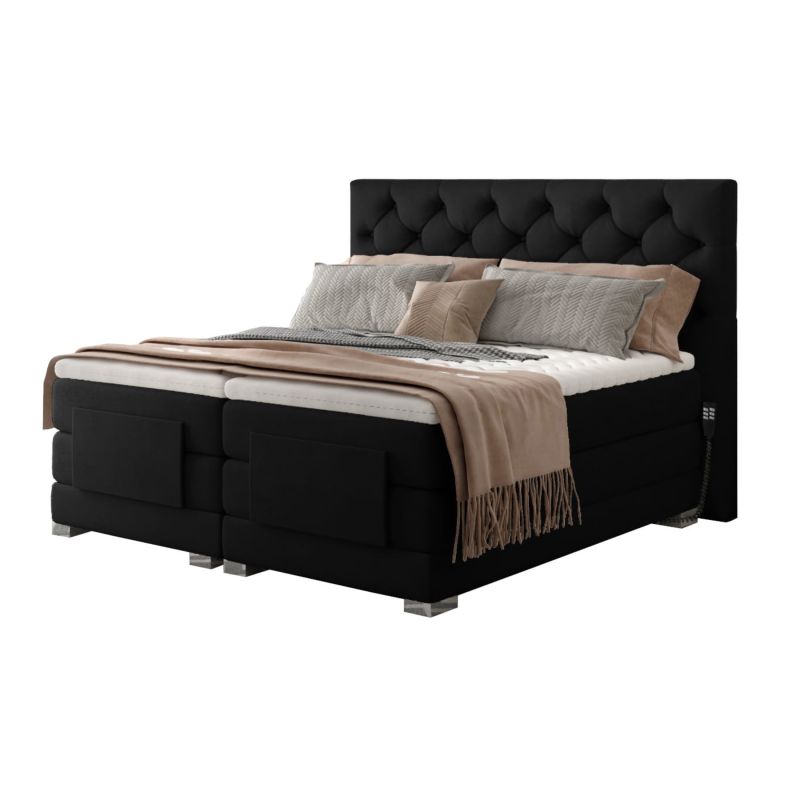 _Boxspringbett COLEEN Hotelbett elektrisch kontinentales Bett - Schwarz
