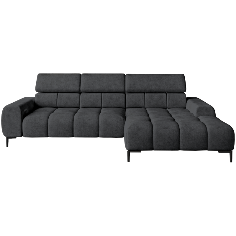 Ecksofa PLAZA MINI mit Relaxfunktion Elektrisch verstellbarer Sitz Sofa dunkelgrau