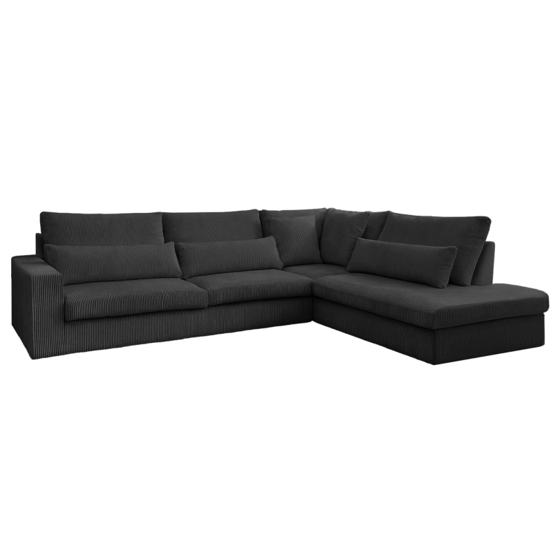 Ecksofa SVEN – modernes Sofa in L-Form 315x245 cm, freistehend, bequem und stilvoll - Schwarz