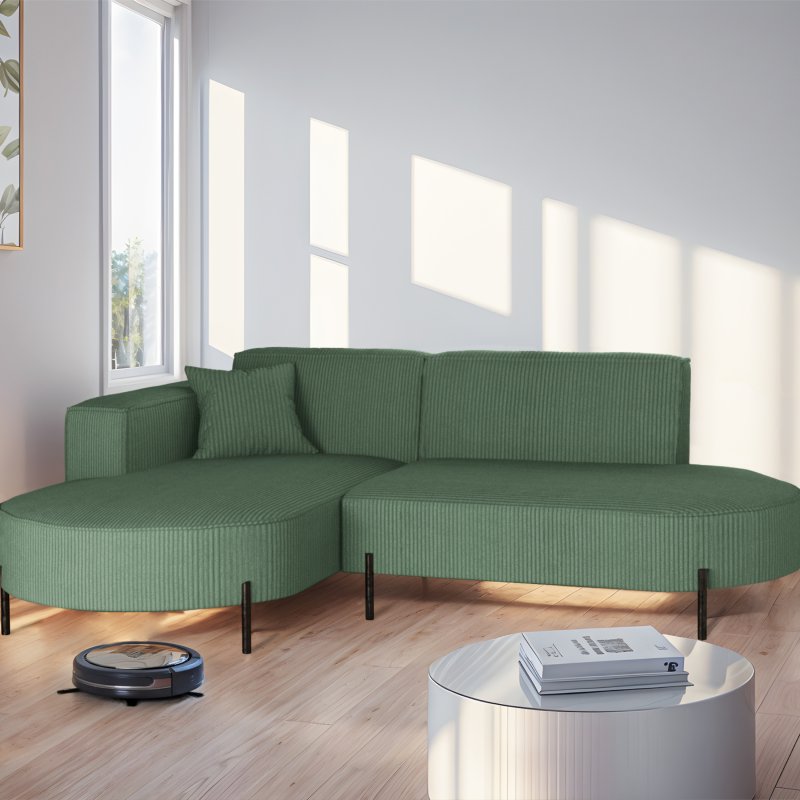Parma Studio Hills – Ecksofa L-Form, Metallfüße, HR-Schaum & hoher Komfort - Forest, Grün (Scala 07)