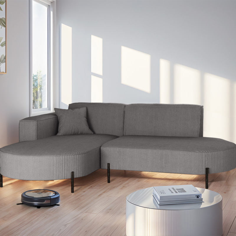 Parma Studio Hills – Ecksofa L-Form, Metallfüße, HR-Schaum & hoher Komfort - Ash, Grau (Scala 13)