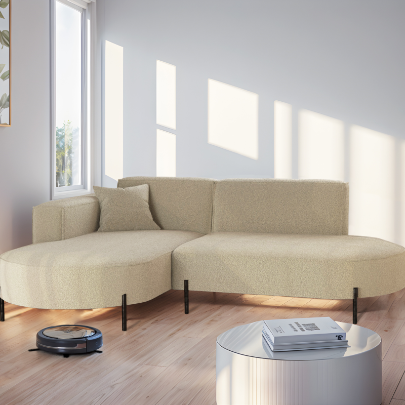 Parma Studio Hills – Ecksofa L-Form, Metallfüße, HR-Schaum &amp; hoher Komfort - Creme Beige (Quelle 06)