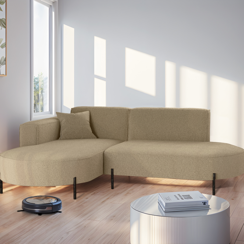 Parma Studio Hills – Ecksofa L-Form, Metallfüße, HR-Schaum & hoher Komfort - Beige, Hellbraun (Quelle 18)