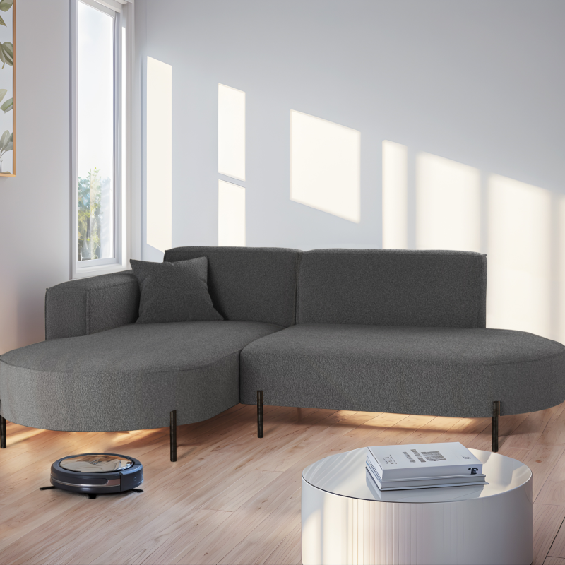 Parma Studio Hills – Ecksofa L-Form, Metallfüße, HR-Schaum & hoher Komfort - Dunkelgrau (Quelle 92)