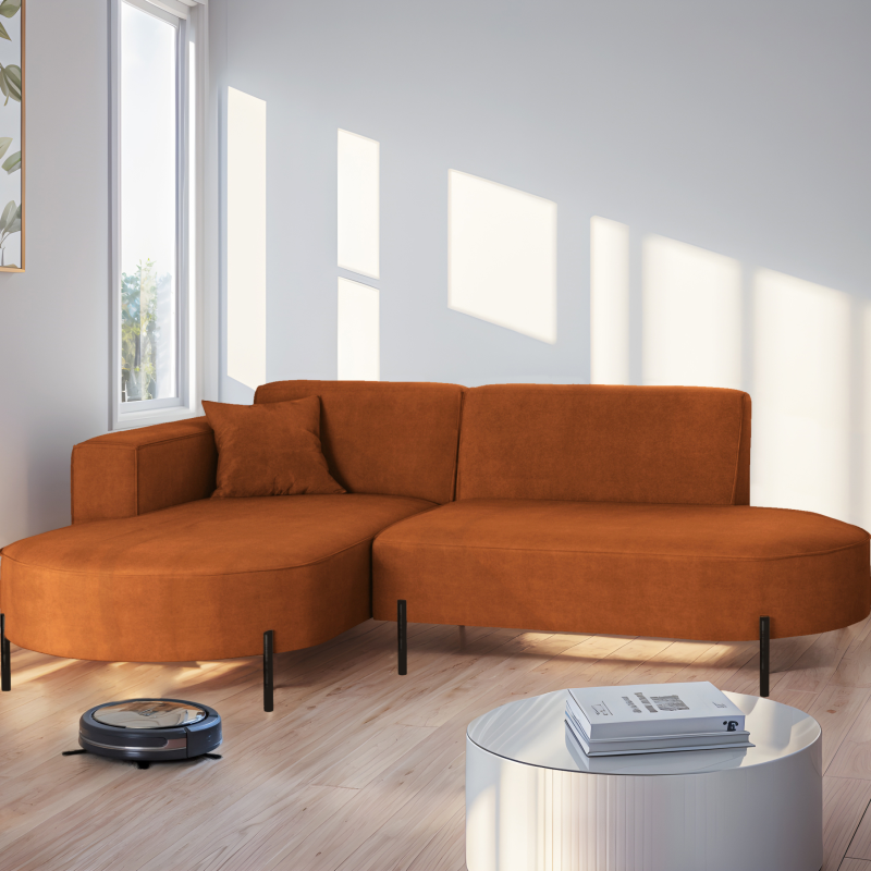 Parma Studio Hills – Ecksofa L-Form, Metallfüße, HR-Schaum & hoher Komfort - Ziegel (Noel 12)