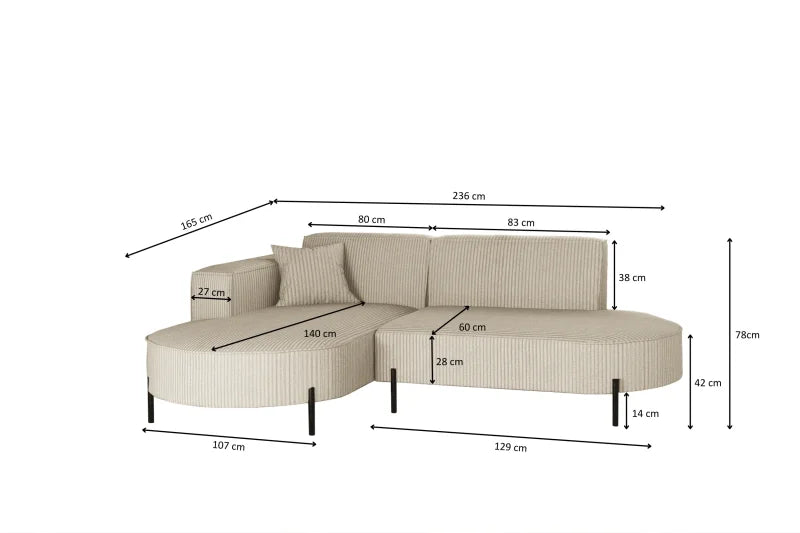 Parma Studio Hills Ecksofa L-Form Maße