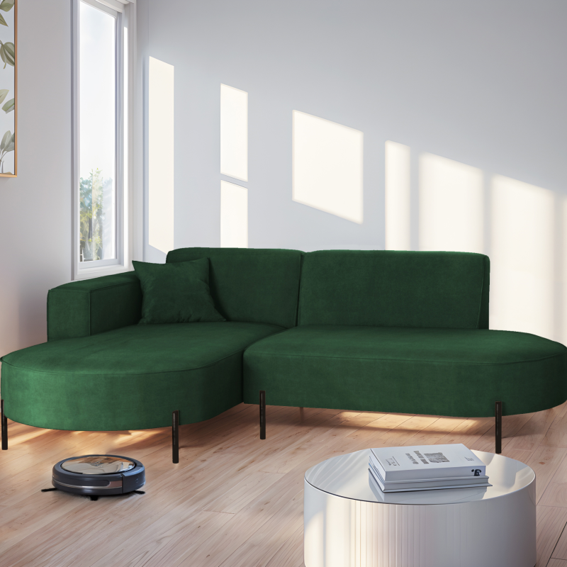 Parma Studio Hills – Ecksofa L-Form, Metallfüße, HR-Schaum & hoher Komfort - Dunkelgrün (Noel 20)