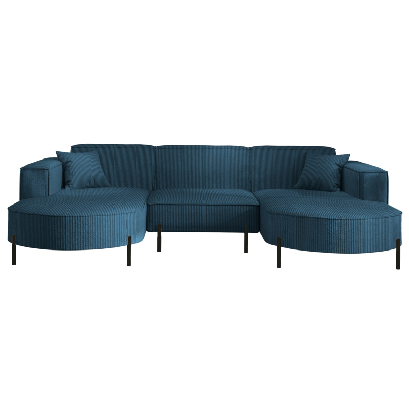 PARMA U HILLS Ecksofa – Komfortables Sofa mit Scala Cordstoff, modernes Design, 299 cm - Navy, Dunkelblau