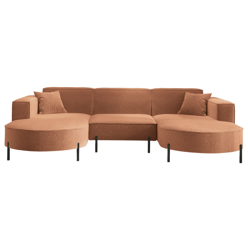PARMA U HILLS Ecksofa – Sofa mit Bouclé Stoff Quelle, modernes Design, 299 cm - Ziegel, Orange (Quelle 54)