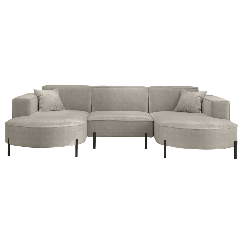 PARMA U HILLS Ecksofa – Sofa mit Stoff Noel, modernes Design, 299 cm - Hellgrau (Noel 14)