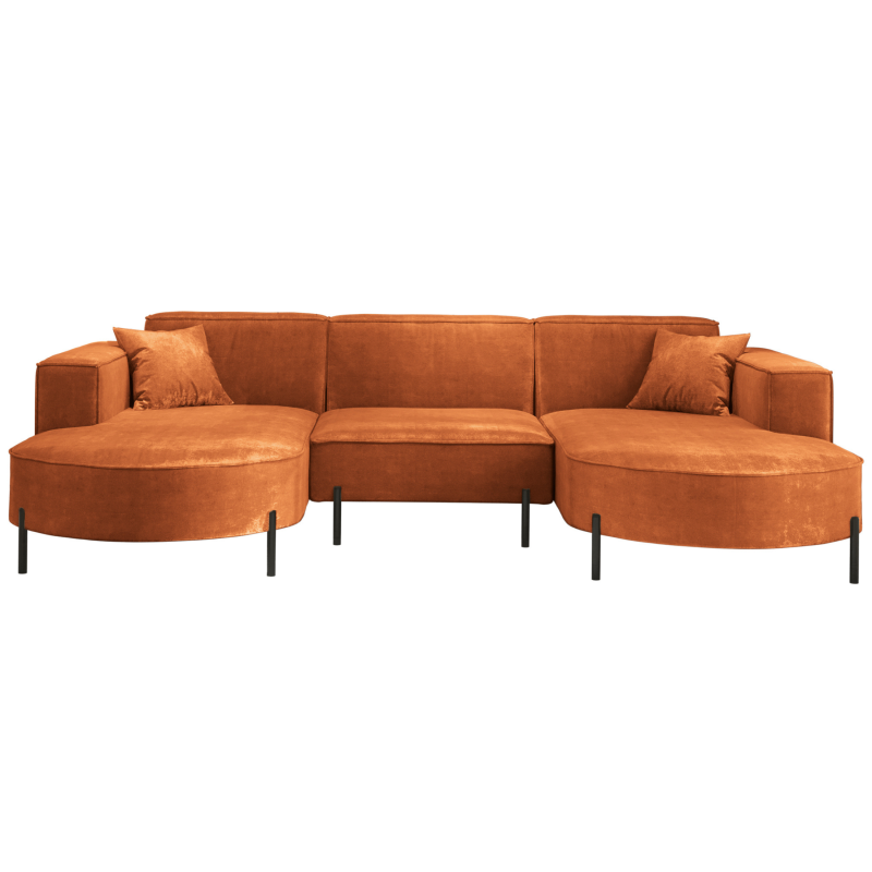 PARMA U HILLS Ecksofa – Sofa mit Stoff Noel, modernes Design, 299 cm - Ziegel (Noel 12)