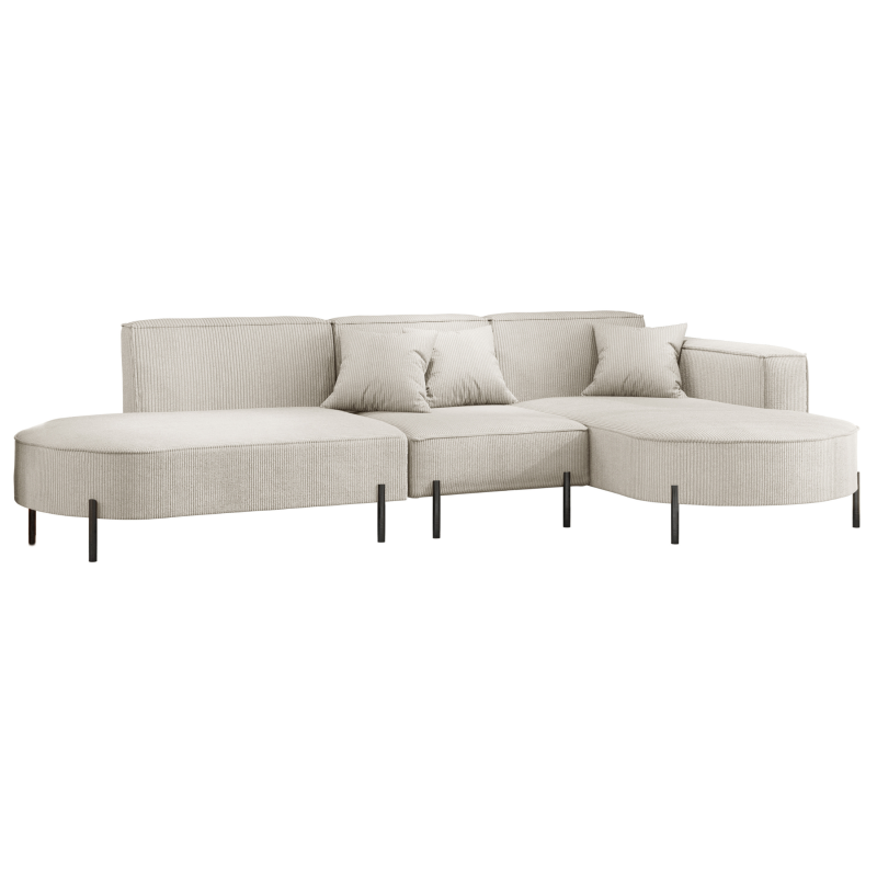 Parma Hills L – elegantes Ecksofa in L-Form mit hohen Beinen und Scala-Stoff - Sand, Creme