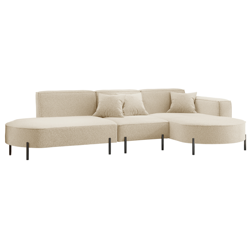 Parma Hills L – elegantes Ecksofa in L-Form mit hohen Beinen und Bouclé-Stoff - Creme Beige (Quelle 06)