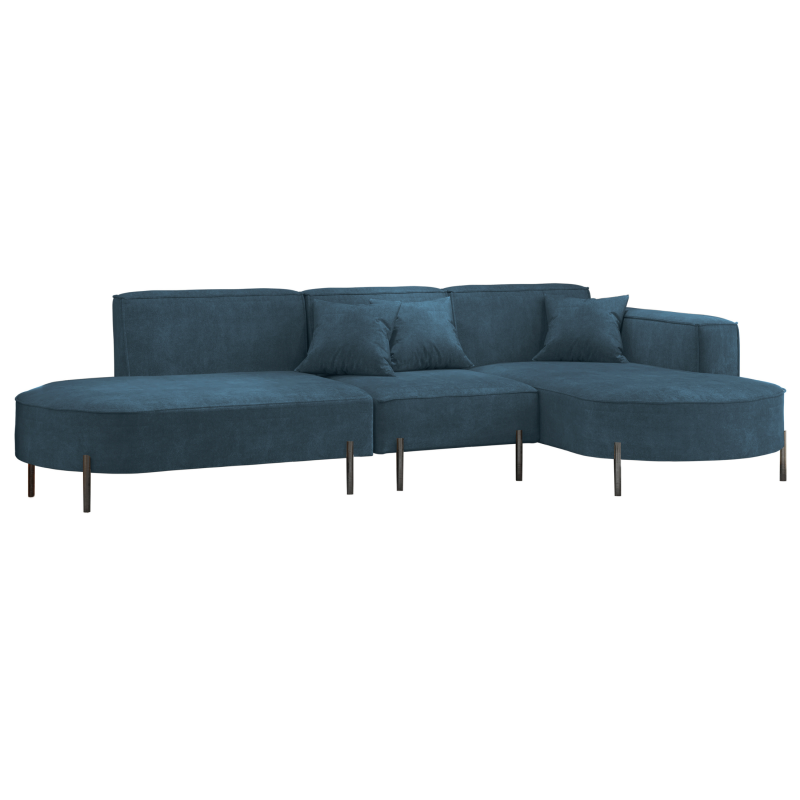 Parma Hills L – elegantes Ecksofa in L-Form mit hohen Beinen und Velours Noel - Dunkelblau (Noel 16)