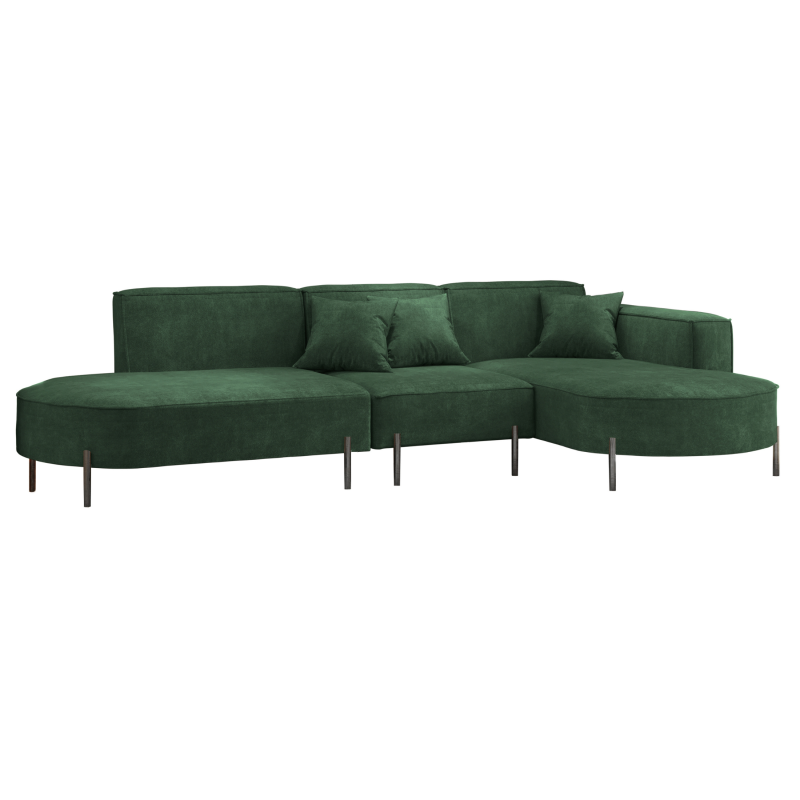 Parma Hills L – elegantes Ecksofa in L-Form mit hohen Beinen und Velours Noel - Dunkelgrün (Noel 20)