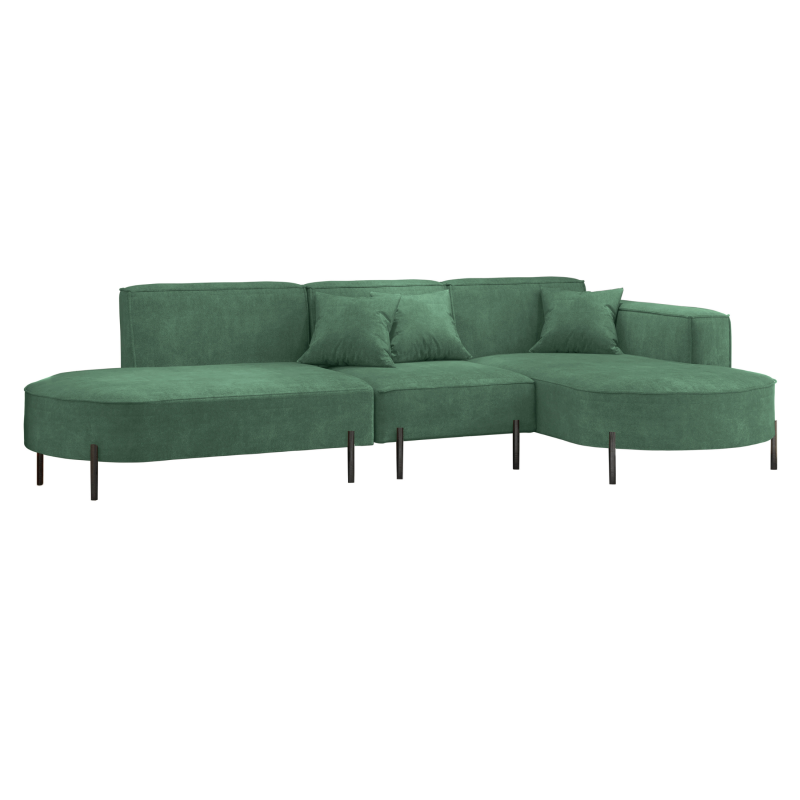 Parma Hills L – elegantes Ecksofa in L-Form mit hohen Beinen und Velours Noel - Grün (Noel 09) .png