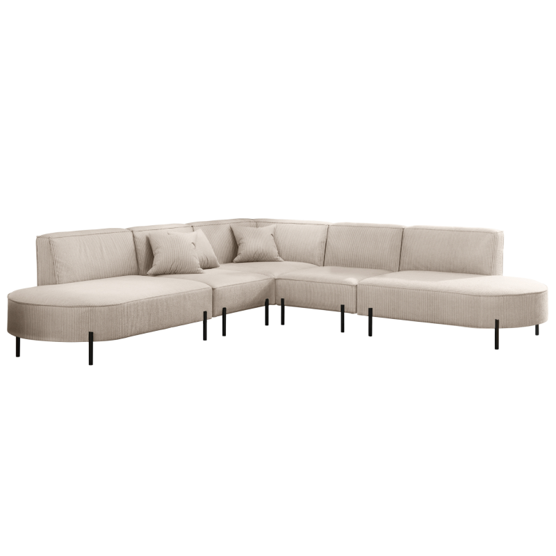 PARMA Corner HILLS Ecksofa – modernes Design, bequemer Komfort & Cordstoff - Stoff Scala - Sand, Creme
