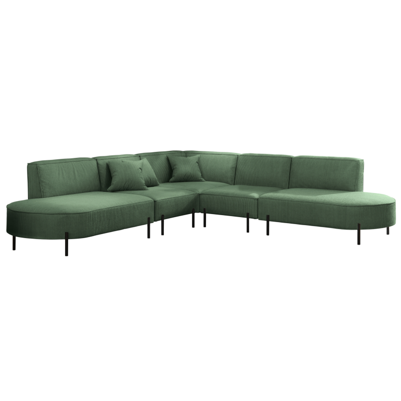 PARMA Corner HILLS Ecksofa – modernes Design, bequemer Komfort & Cordstoff - Stoff Scala - Forest, Grün