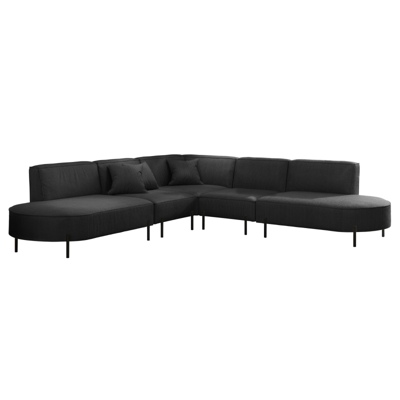 PARMA Corner HILLS Ecksofa – modernes Design, bequemer Komfort & Cordstoff - Stoff Scala - Anthracite, Dunkelgrau