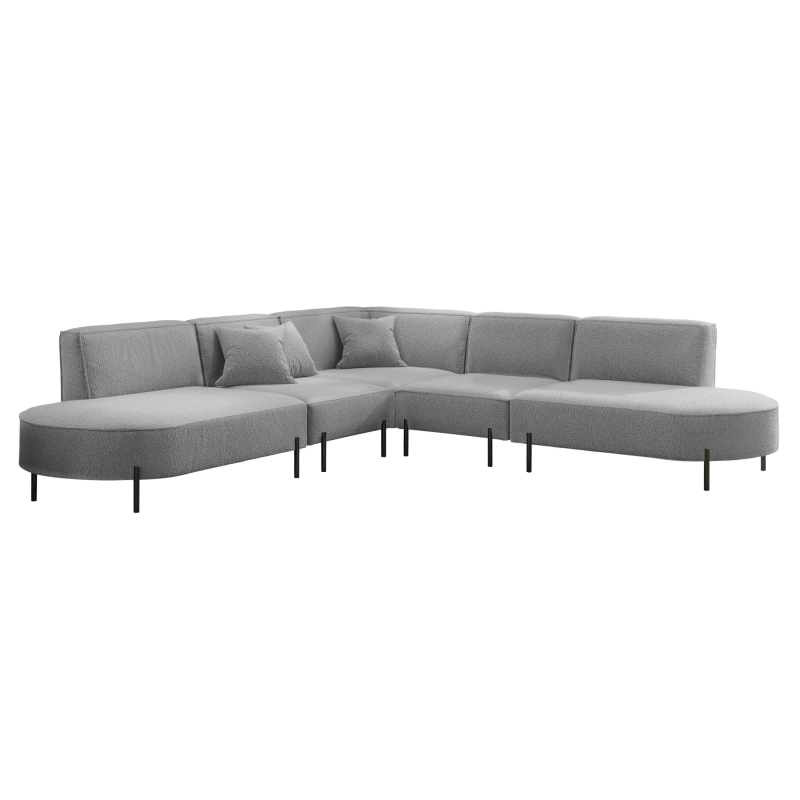 PARMA Corner HILLS Ecksofa – modernes Design, Komfort & Bouclé Stoff - Hellgrau (Quelle 83)