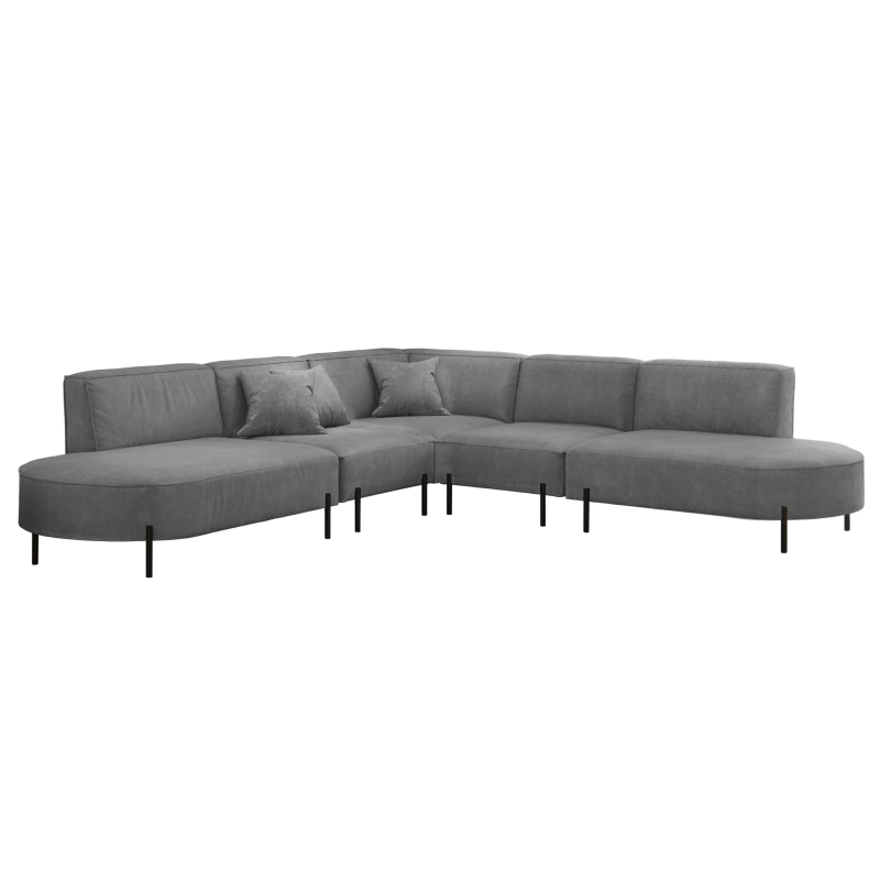 PARMA Corner HILLS Ecksofa – luxuriöser Velours NOEL mit Schattierungseffekt - Dunkelgrau (Noel 26)