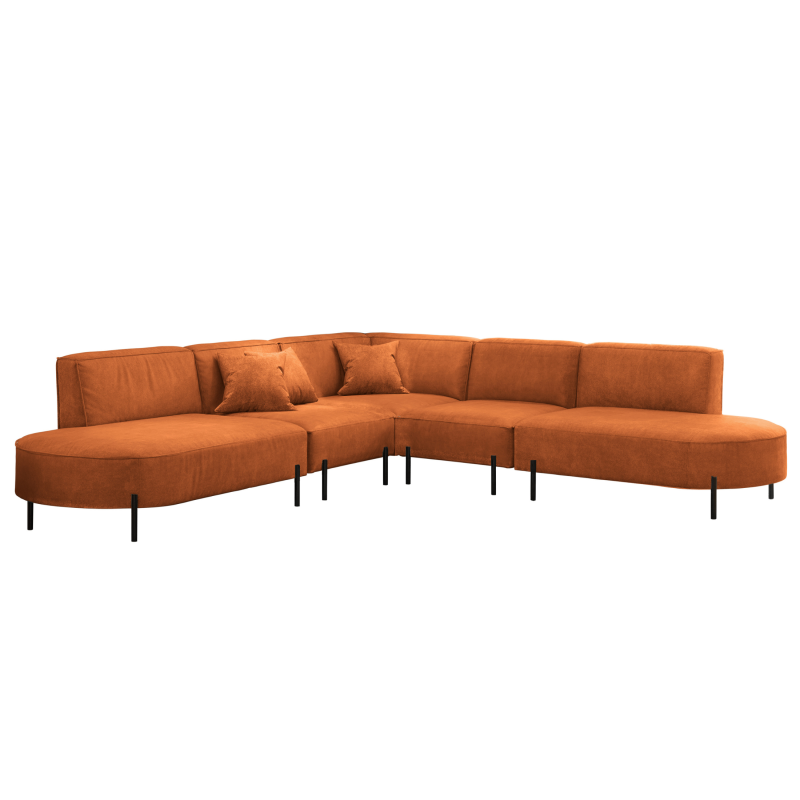 PARMA Corner HILLS Ecksofa – luxuriöser Velours NOEL mit Schattierungseffekt - Ziegel (Noel 12).png
