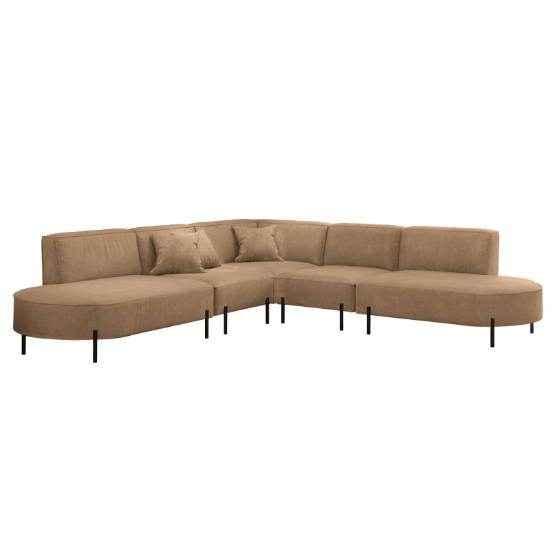 PARMA Corner HILLS Ecksofa – luxuriöser Velours NOEL mit Schattierungseffekt - Braun (Noel 01)