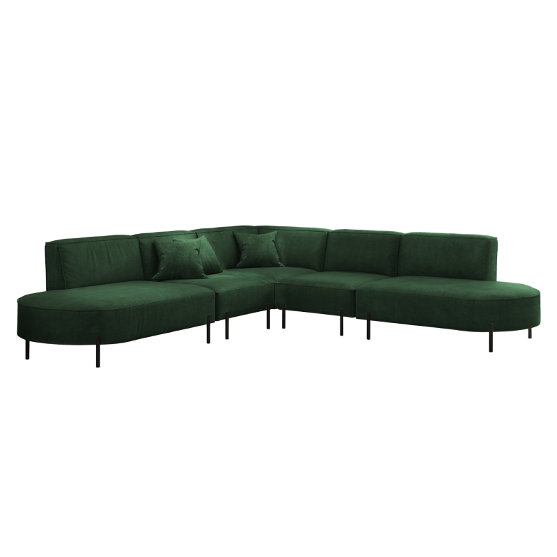 PARMA Corner HILLS Ecksofa – luxuriöser Velours NOEL mit Schattierungseffekt - Dunkelgrün (Noel 20)