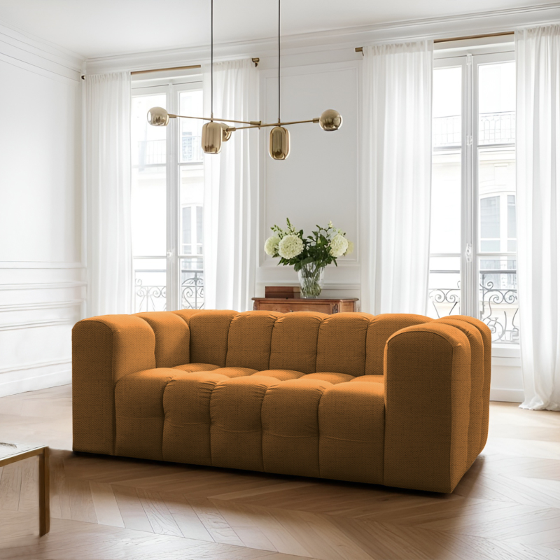 BALOO Sofa 2-Sitzer 200 cm – modernes Design & hoher Komfort – Orange, Stoff Moly 51