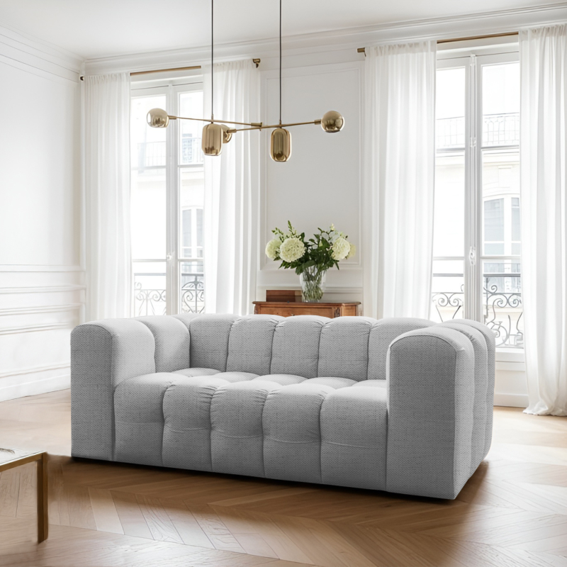 BALOO Sofa 2-Sitzer 200 cm – modernes Design & hoher Komfort – Hellgrau, Stoff Moly 70